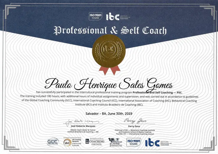 Certificado Professional & Self coach