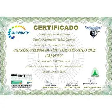 Certificado Cristaloterapia