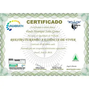 Certificado reestruturando a essência de viver