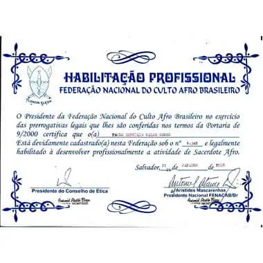 Habilitação de Sacerdote Afro