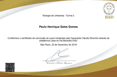 Certificado teologia de umbanda