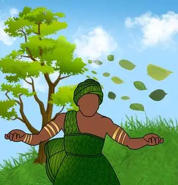 Imagem de um orixá representando o reino vegetal.